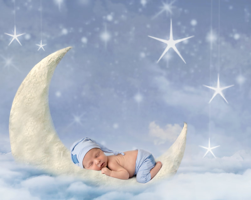 Newborn moon and stars 